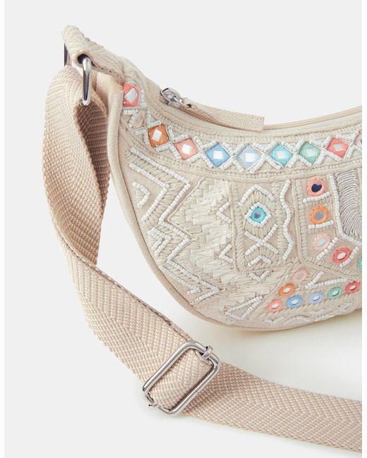 Accessorize White Mirror Embellished Sling Crossbody Bag