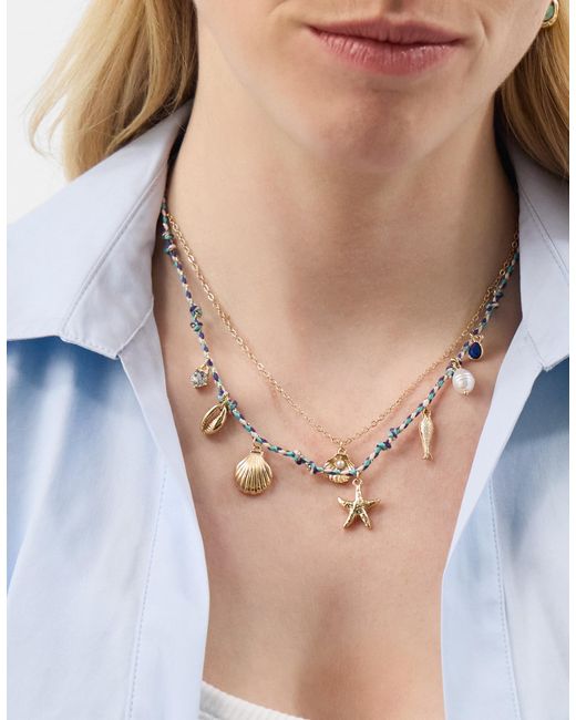 Accessorize White 2-Pack Shell Charm Cord Necklaces