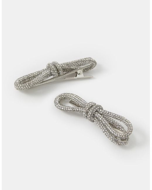 Accessorize White 2-Pack Diamanté Bow Hair Clips
