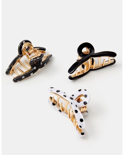 Accessorize White 3-Pack Mini Polka Dot Twist Claw Clips