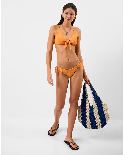 Accessorize Orange Shell Embossed Tie Side Bikini Bottoms