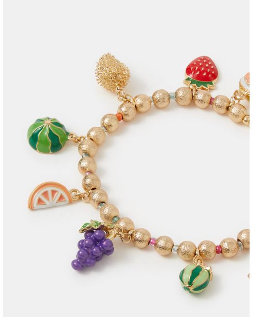Accessorize Metallic Fruit Salad Charm Bracelet