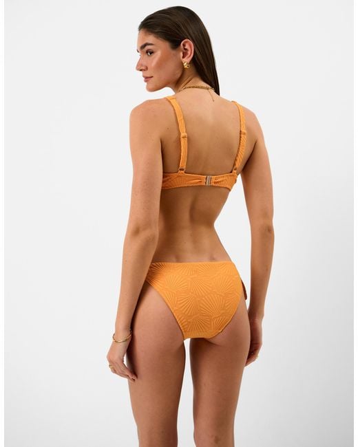 Accessorize Orange Shell Embossed Tie Bikini Top