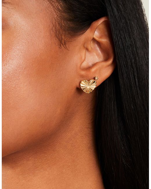 Accessorize Metallic Textured Heart Stud Earrings