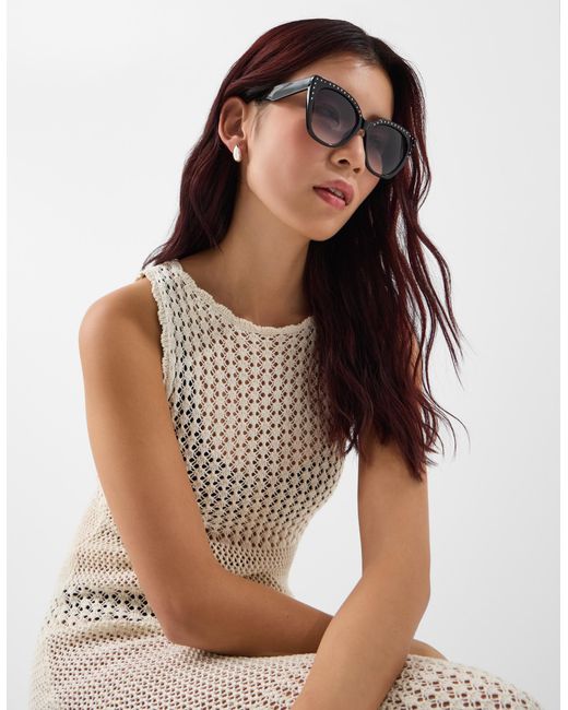 Accessorize White Studded Cat Eye Sunglasses
