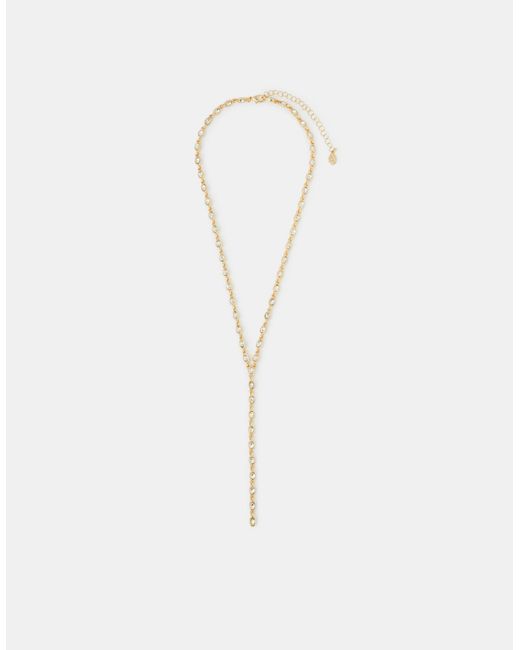 Accessorize White Oval Cut Lariat Necklace