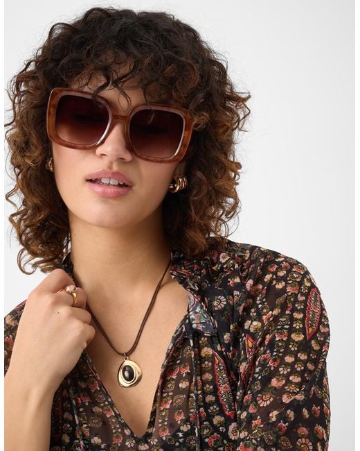 Accessorize Pink Retro Oversized Square Sunglasses