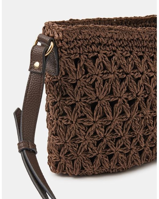 Accessorize Brown Raffia Crossbody Bag