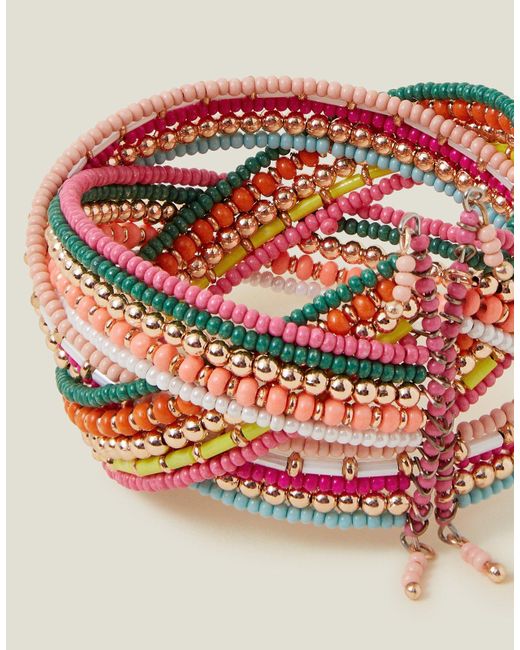 Accessorize Multicolor Beaded Woven Cuff