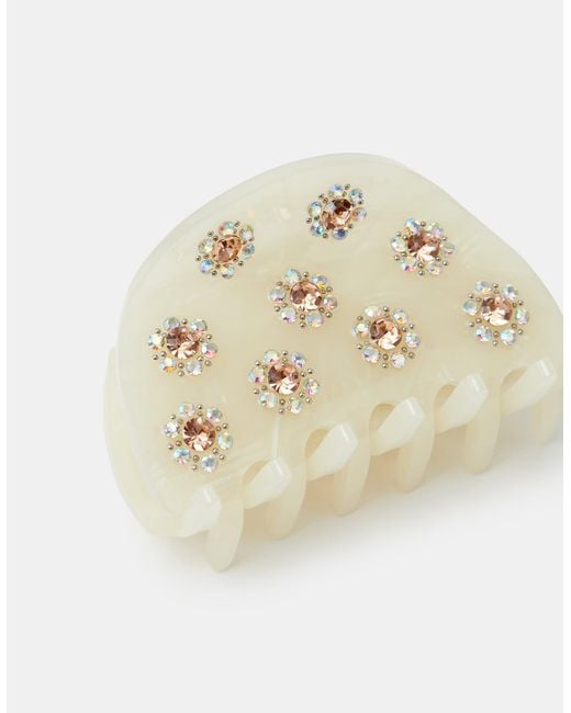 Accessorize Metallic Rhinestone Floral Claw Clip