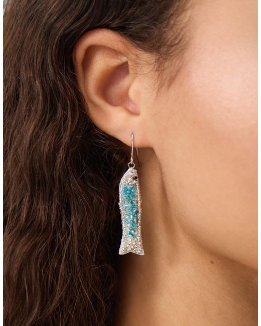 Accessorize Blue Mini Beaded Fish Drop Earrings