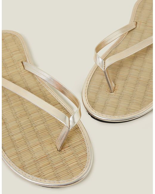 Accessorize Natural Women's Plain Seagrass Flip Flops Gold