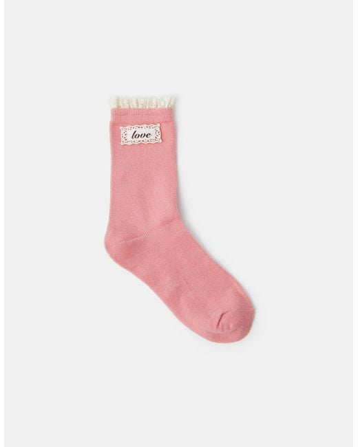 Accessorize Pink Love Lace Socks