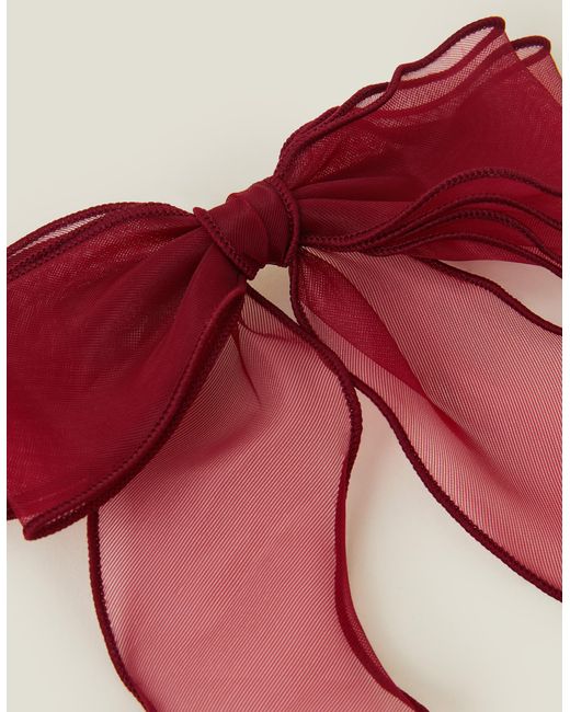 Accessorize Red Elegant Organza Bow Hair Clip