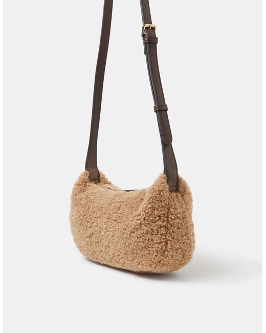 Accessorize White Faux Shearling Crossbody Bag