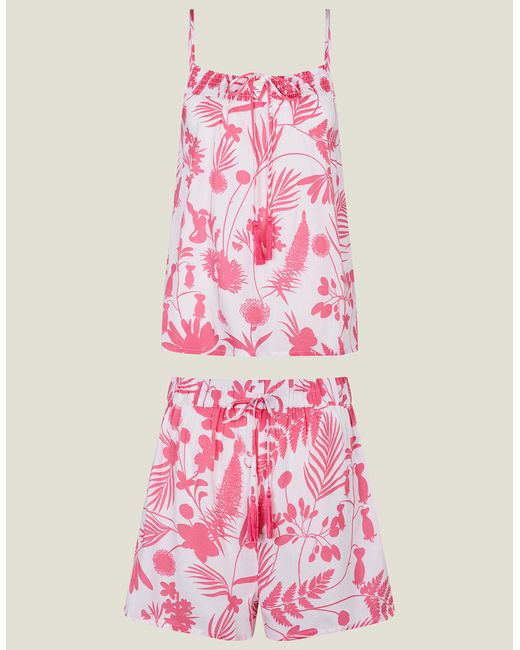Accessorize Women's Floral Vest Pyjama Set Pink