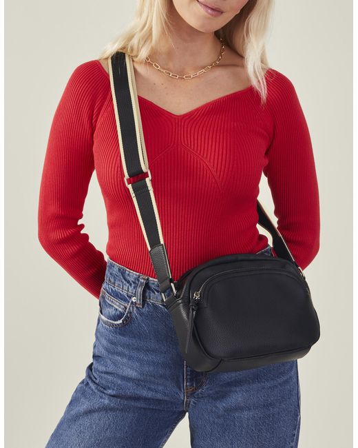 Accessorize Black Webbing Strap Cross-Body Camera Bag