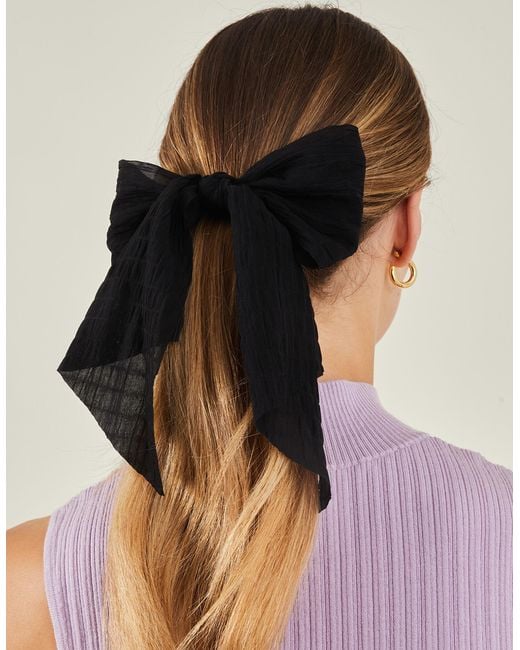 Accessorize Black Red Textured Bow Hair Clip