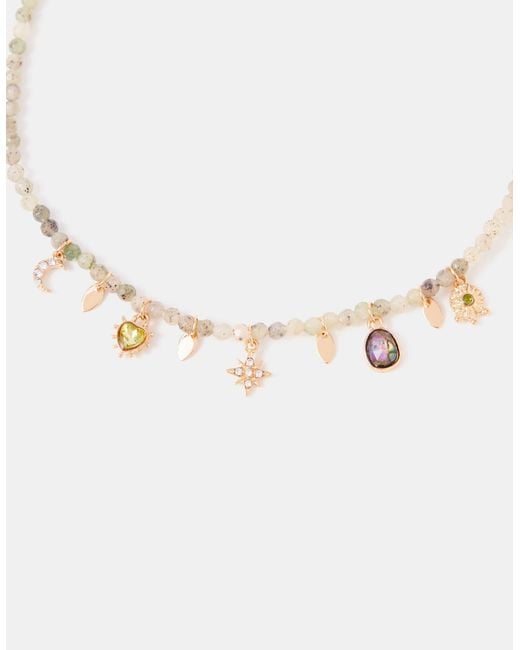 Accessorize Natural Beaded Charm Necklace