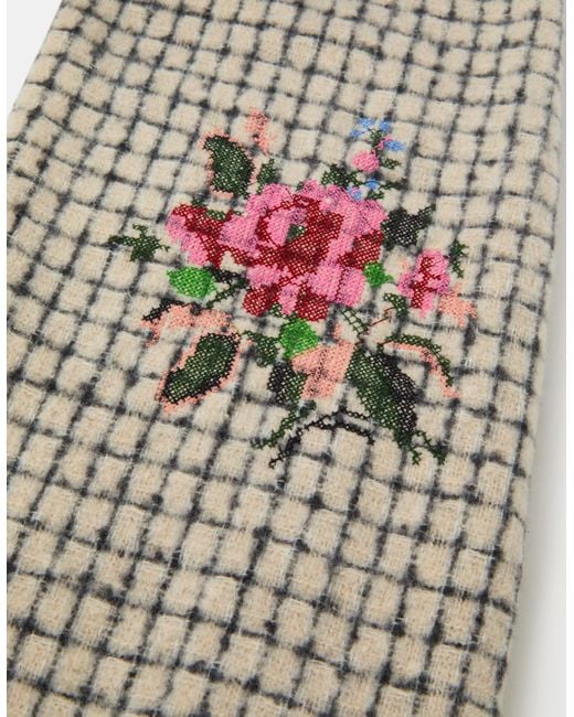 Accessorize White Floral Check Print Blanket Scarf