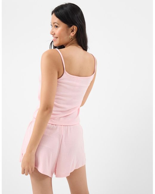 Accessorize Pink Sleeveless Square Neck Pointelle Vest Short Pyjamas Set
