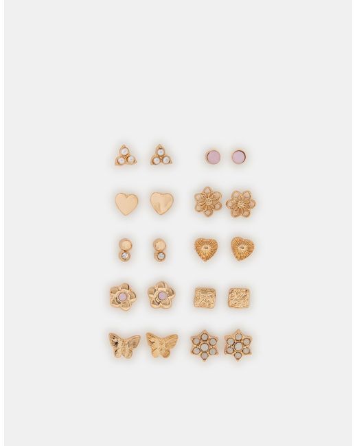 Accessorize Brown 10-Pack Flower Stud Earrings