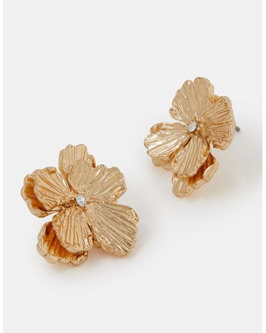 Accessorize Natural Textured Flower Stud Earrings