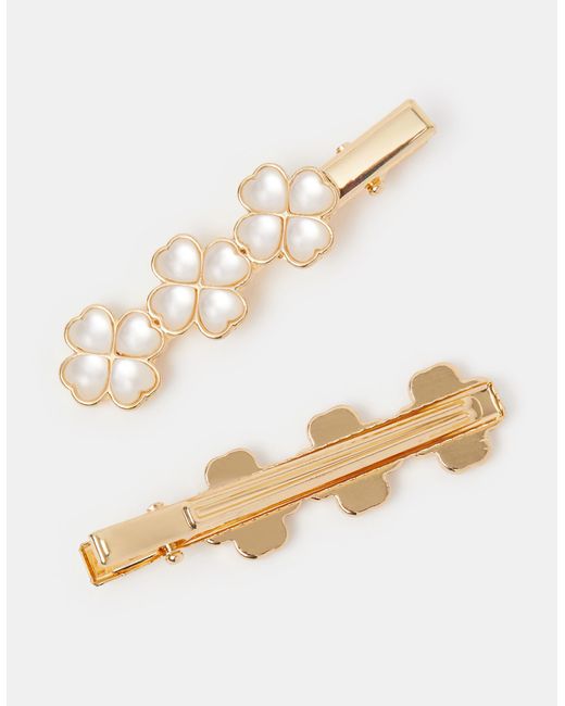 Accessorize White 2-Pack Lucky Clover Hair Clips