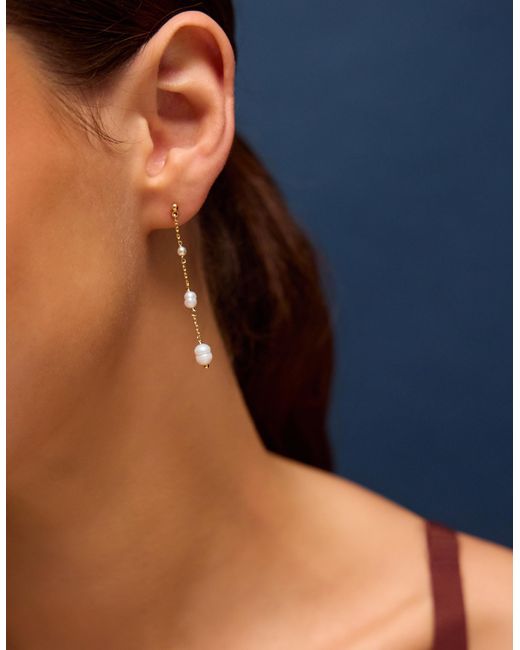 Accessorize White 14Ct-Plated Pearl Chain Drop Earrings