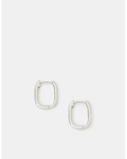 Accessorize White Sterling Rectangular Huggie Hoop Earrings