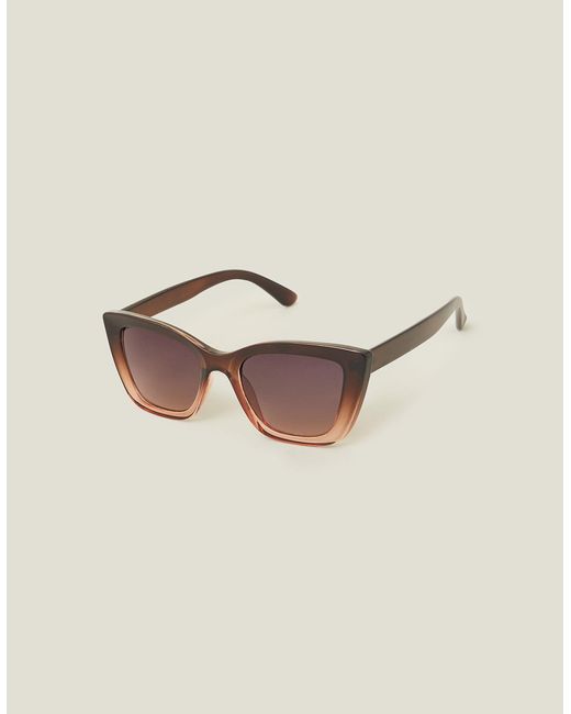 Accessorize Natural Women's Brown Ombre Crystal Cateye Sunglasses