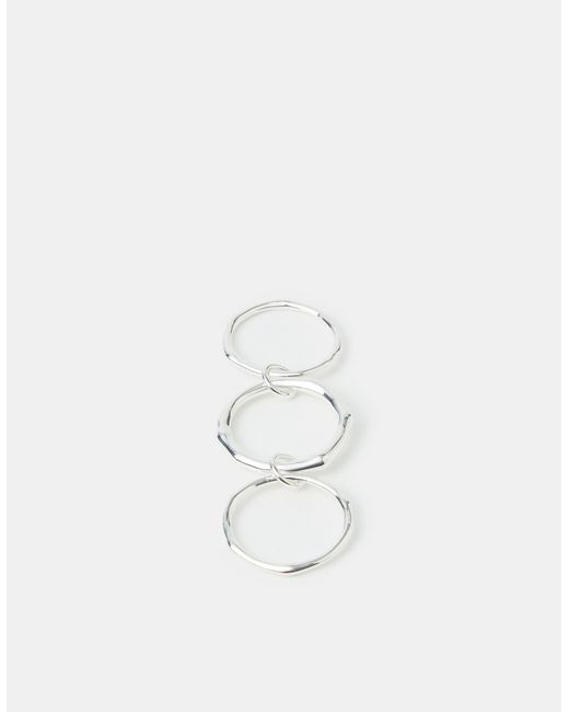 Accessorize White Sterling-Plated Molten Linked Stacking Ring
