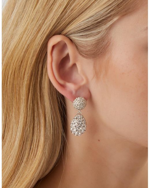 Accessorize White Double Drop Diamanté Earrings