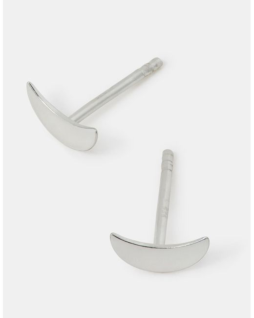 Accessorize White Sterling Crescent Moon Stud Earrings