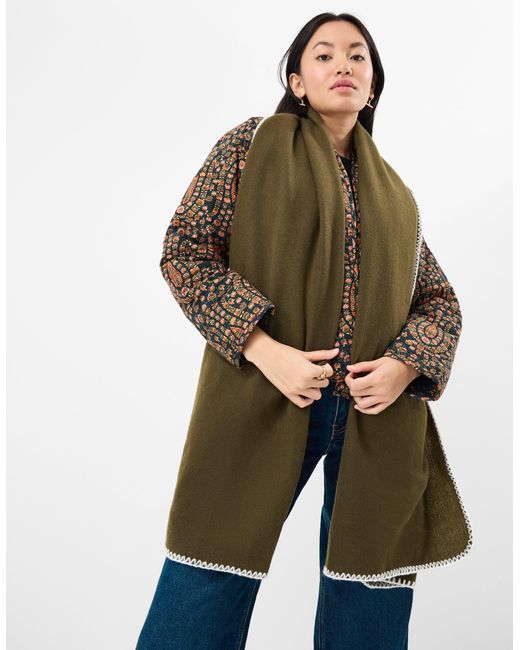 Accessorize Green Stitched Edge Blanket Scarf