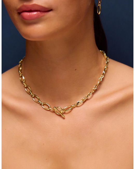 Accessorize White 14Ct-Plated Knot Chain T-Bar Necklace