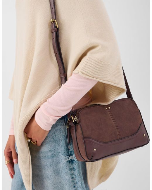 Accessorize Purple Classic Double Zip Crossbody Bag