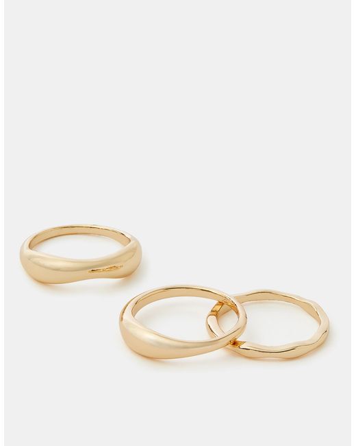 Accessorize Brown 3-Pack Molten Rings