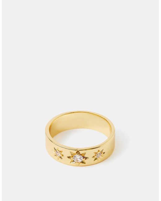 Accessorize Metallic 14Ct-Plated Star Band Ring