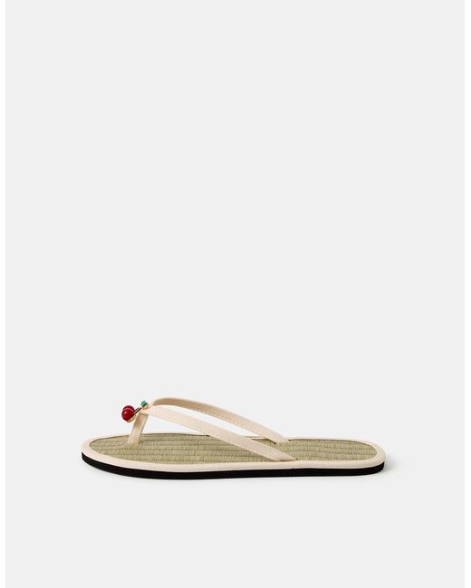 Accessorize Blue Cherry Charm Seagrass Flip Flops