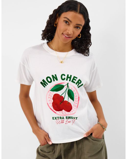 Accessorize White Cotton Cherry Slogan T-Shirt