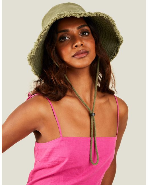 Accessorize Women's Lace Trim Bucket Hat Green