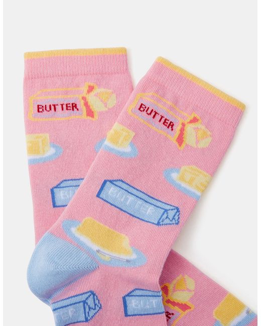 Accessorize Pink Butter Print Socks