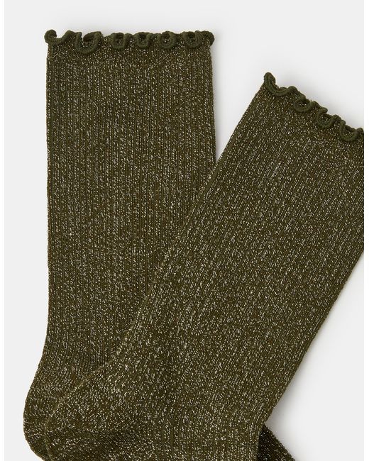 Accessorize Green Glitter Frill Socks