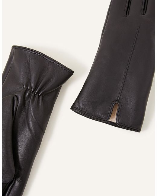 Accessorize Black Faux Fur-lined Leather Gloves