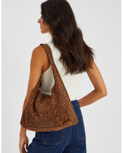 Accessorize Blue Leopard Print Suede Shoulder Bag