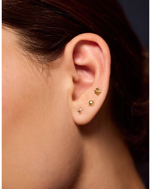 Accessorize White 3-Pack 14Ct-Plated Mother Of Pearl Clover Stud Earrings