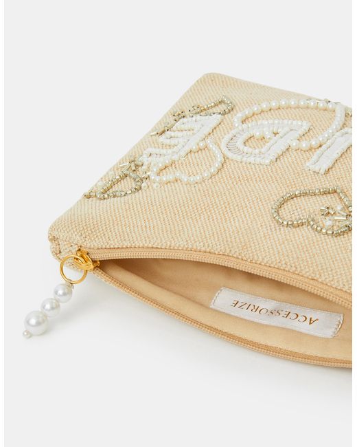 Accessorize Natural Bride Canvas Pouch