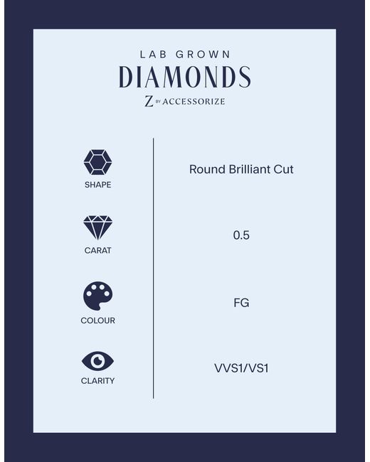 Accessorize Orange Lab Grown Diamond 0.5Ct Stud Earrings 9Ct