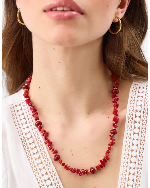 Accessorize Red Glass Beaded Necklace